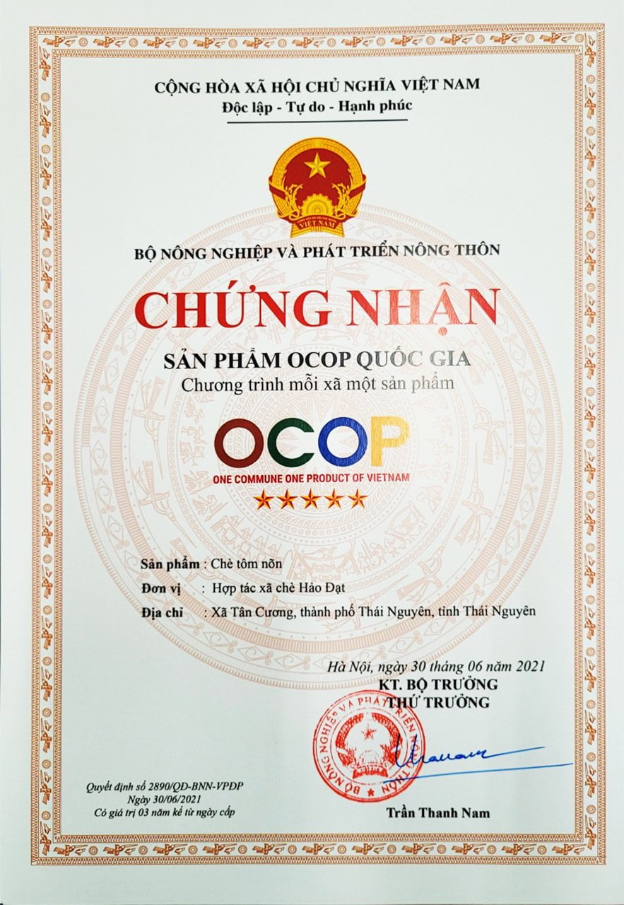 Ảnh của Chè Tôm nõn Đặc Biệt ( HTX chè Hảo Đạt) Trà Ấm Vàng 200g (16 gói trà ấm)